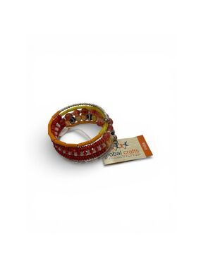 Global Crafts Handmade Krobo and Ashanti Beaded Coil Bracelet